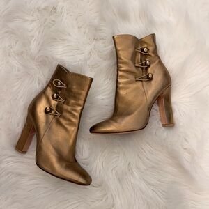 Gianvito Rossi Metallic Gold Leather Ankle Boots